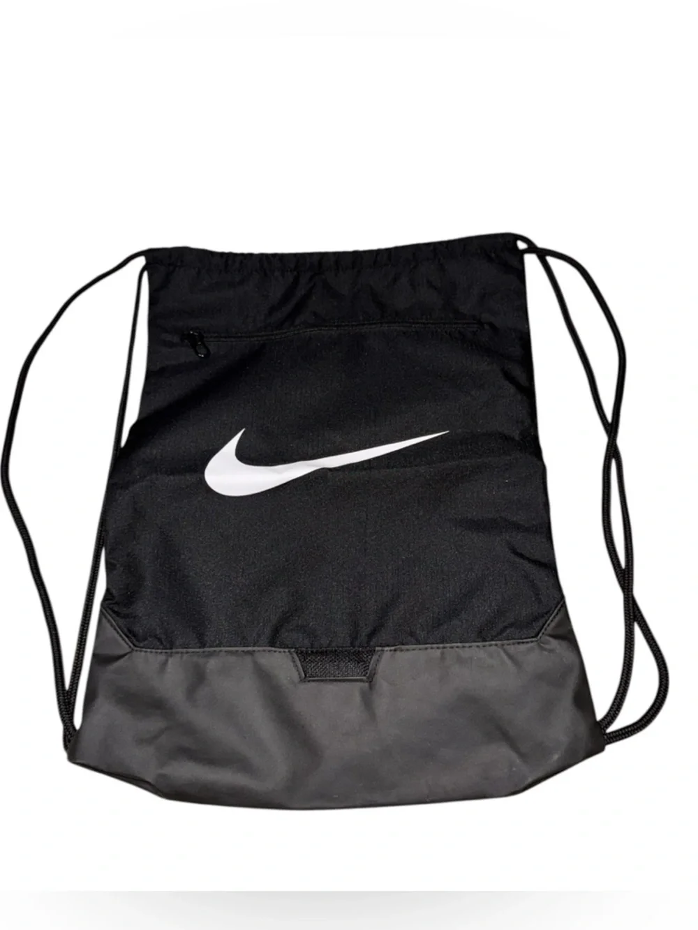 NIKE Brasilia 9.5 Training Gym Sack Drawstring Back Black Logo Braided Straps